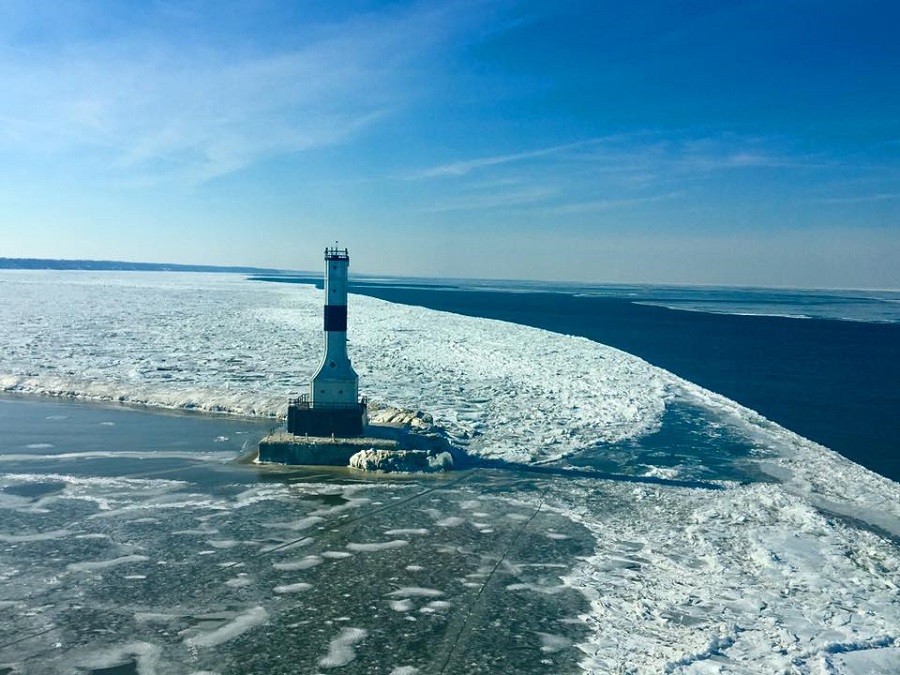 Lake Erie winter lighthouse
